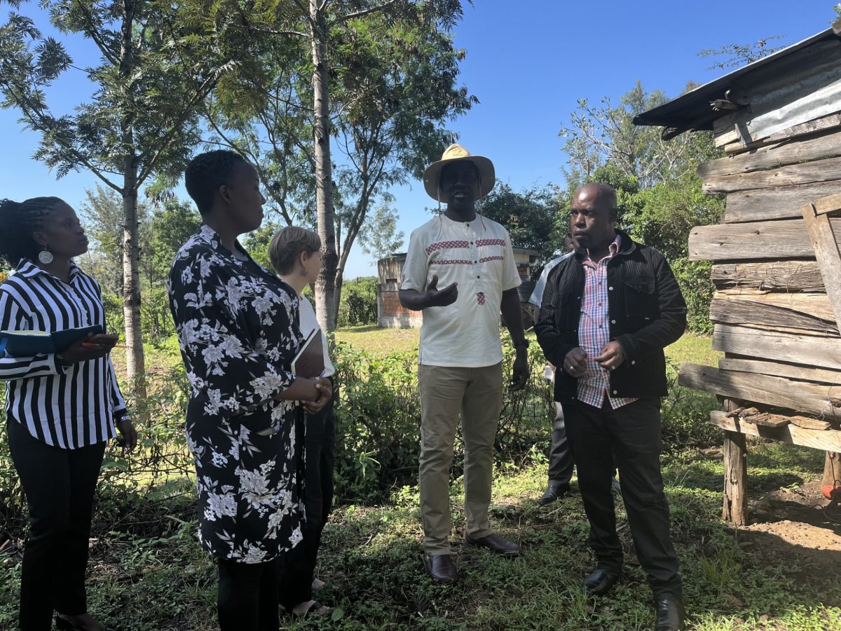 Collins viser rundt ved noget af CREP Programme's hovedkvarter, hvor de også dyrker deres egen jord.